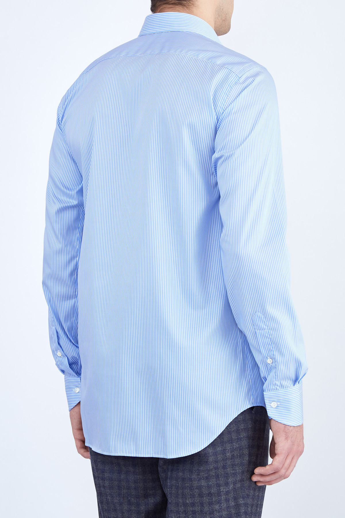 Рубашка из поплина Impeccabile в контрастную полоску CANALI, цвет голубой, размер 50 - фото 4